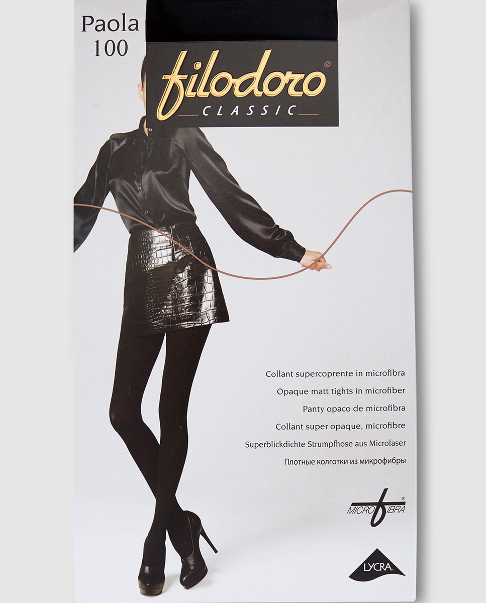 Collants super opacos de 100 deniers de mulher Filodoro em microfibra pretos Preto-2