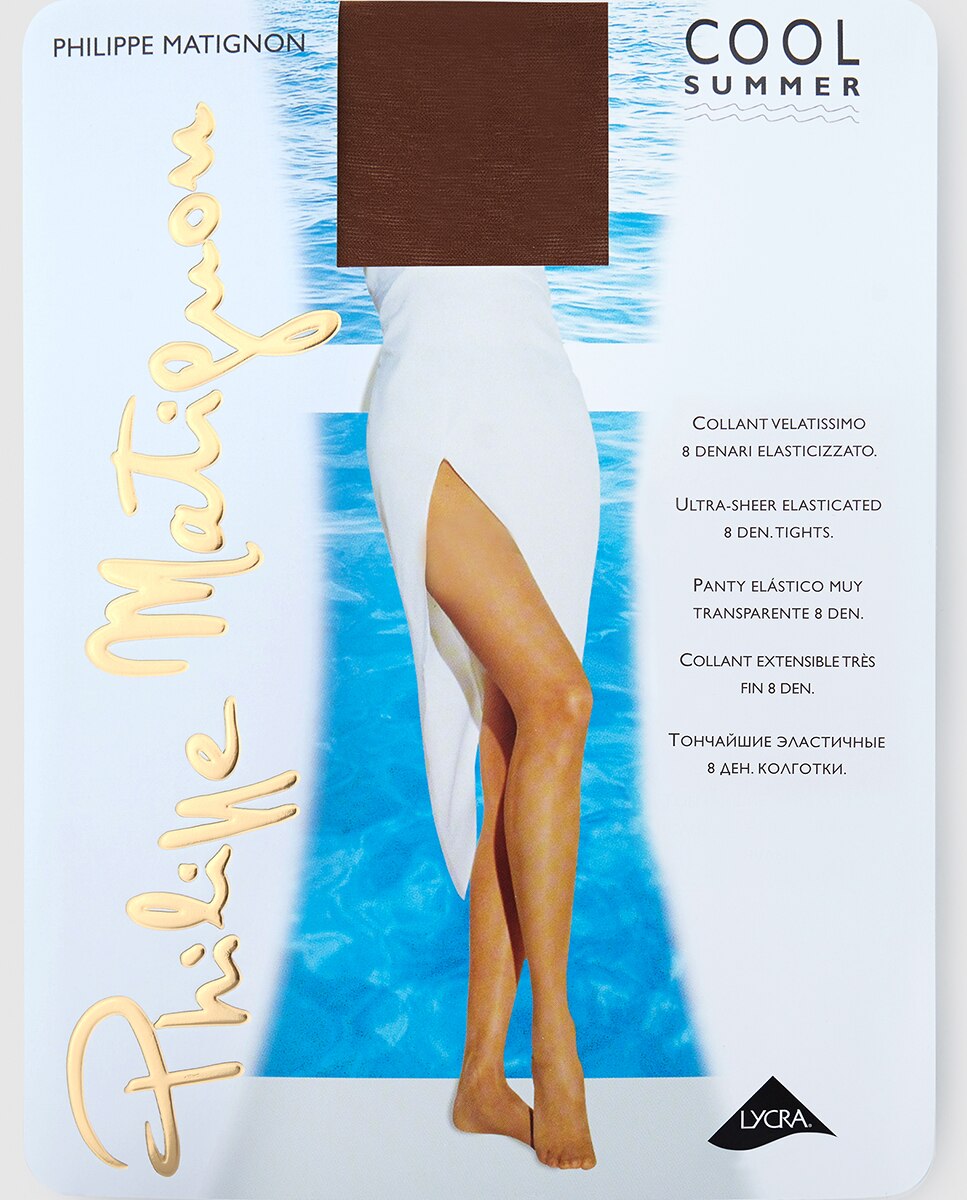 Panty de verano de mujer Philippe Matignon súper transparente mate de 8 deniers - Marrón oscuro Marrón oscuro-2