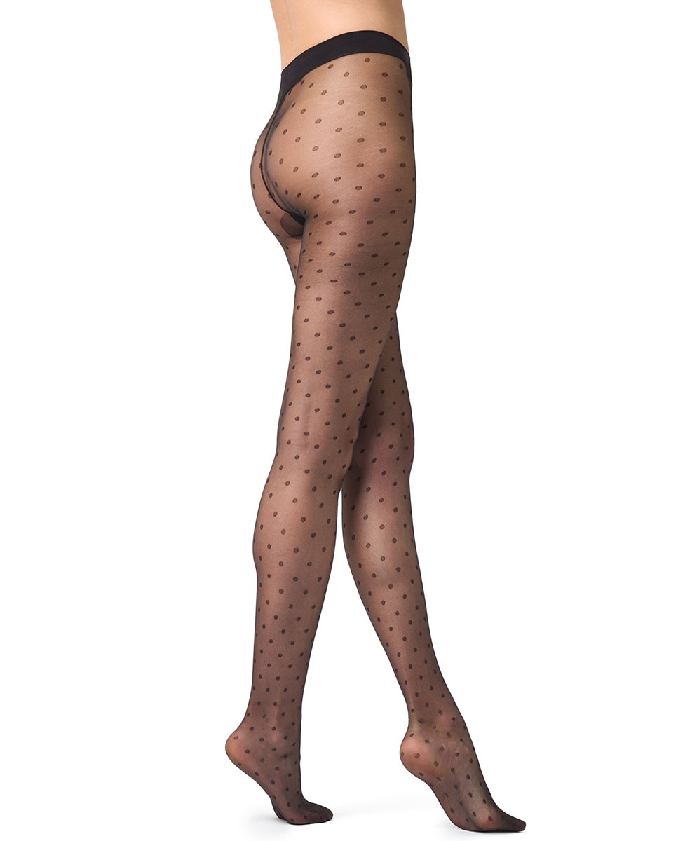 Collants da moda de mulher Filodoro com bolas em preto Preto-3