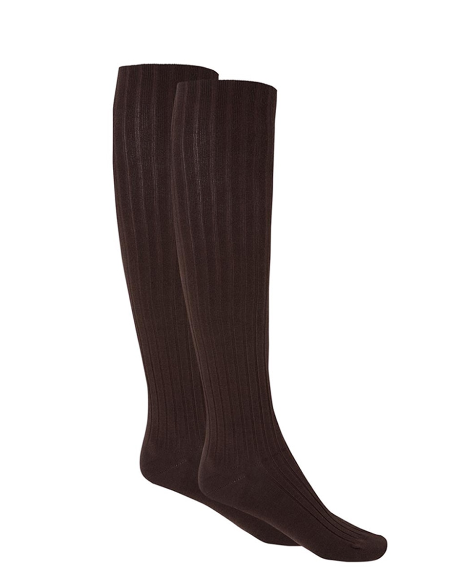 Meias Altas Rich Bambu Canelado. Produto Fabricado em Espanha Castanho-escuro-1