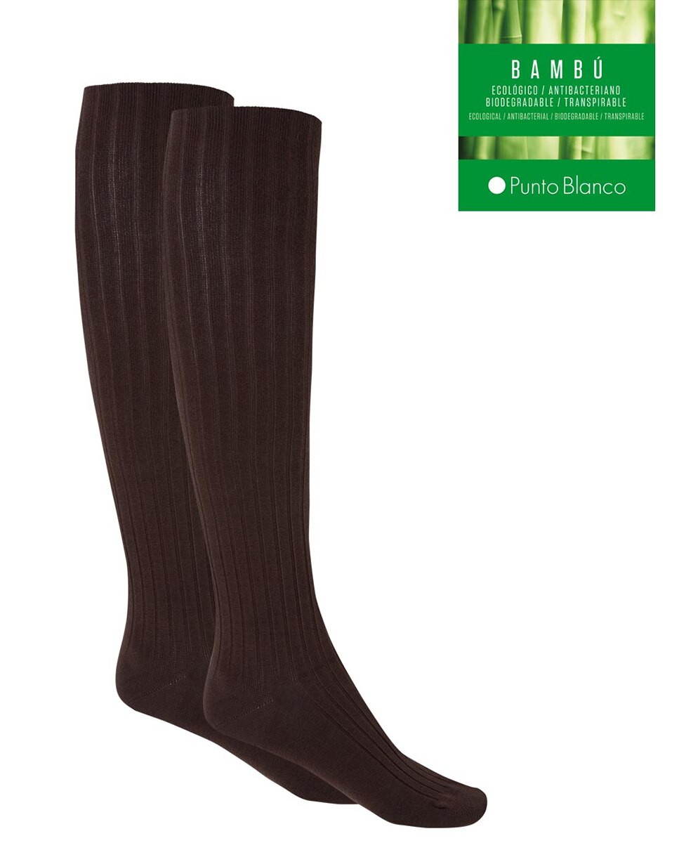 Meias Altas Rich Bambu Canelado. Produto Fabricado em Espanha Castanho-escuro-2