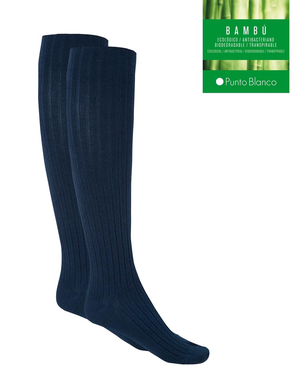 Meias Altas Rich Bambu Canelado. Produto Fabricado em Espanha Azul-marinho-2