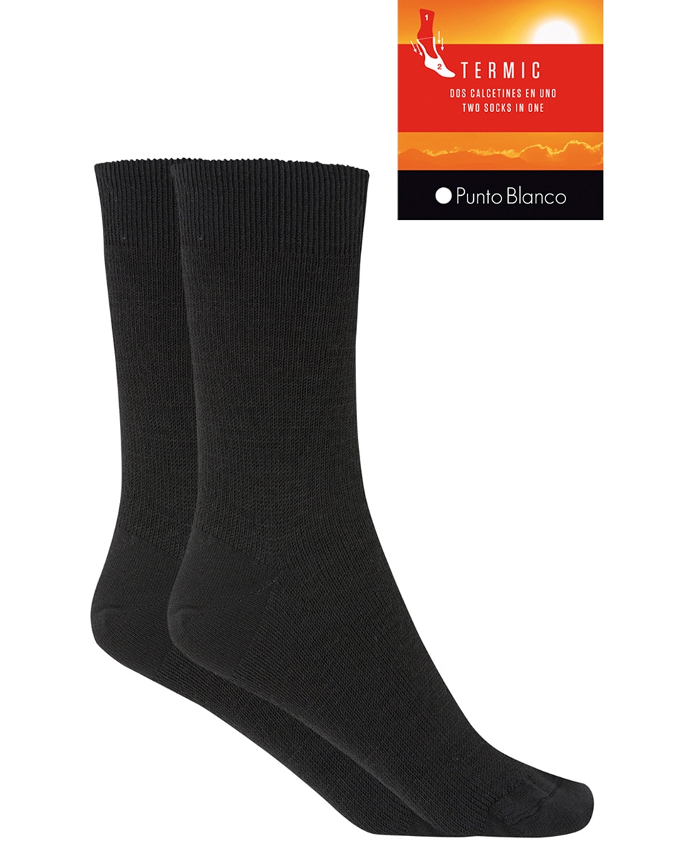 Meias Curtas de Orlon Lisas - Termic. Produto Fabricado em Espanha Preto-2