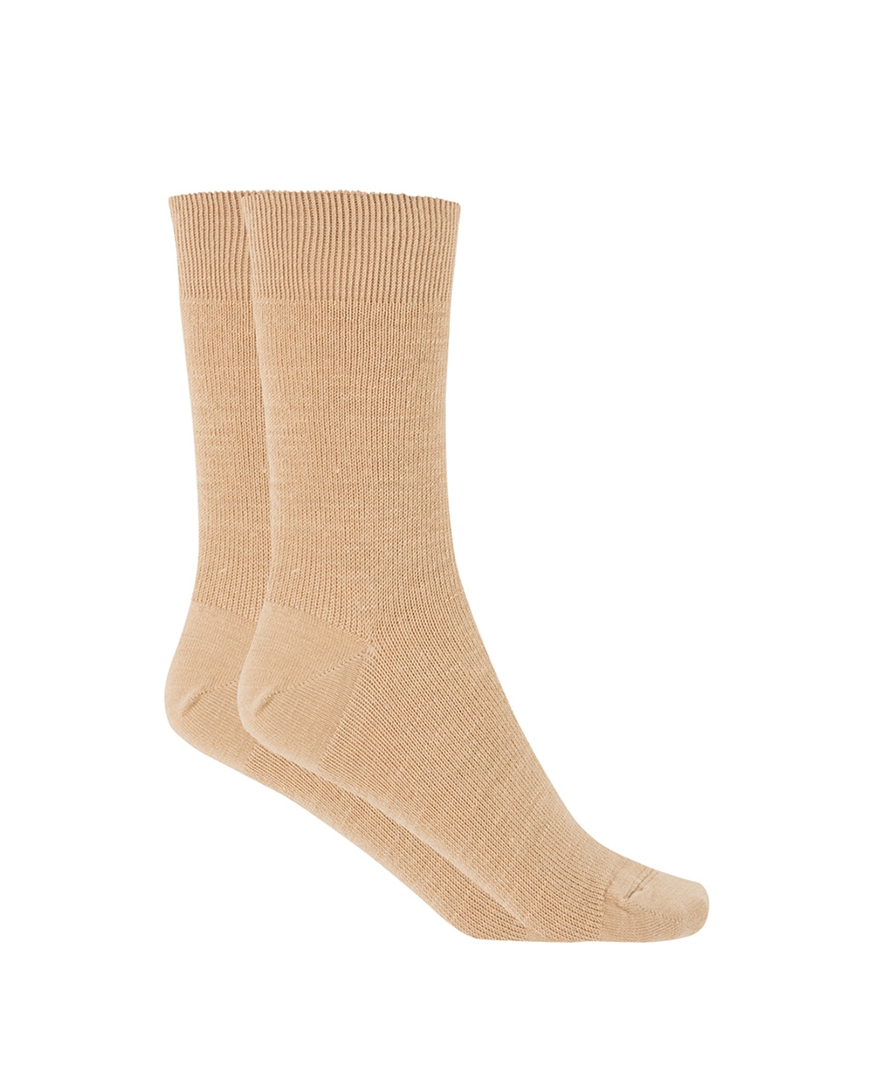 Meias Curtas de Orlon Lisas - Termic. Produto Fabricado em Espanha Bege-1