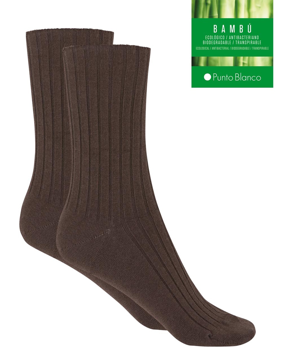 Meias Curtas Caneladas de Bambu - O Punho não Aperta Produto Fabricado em Espanha Verde-2