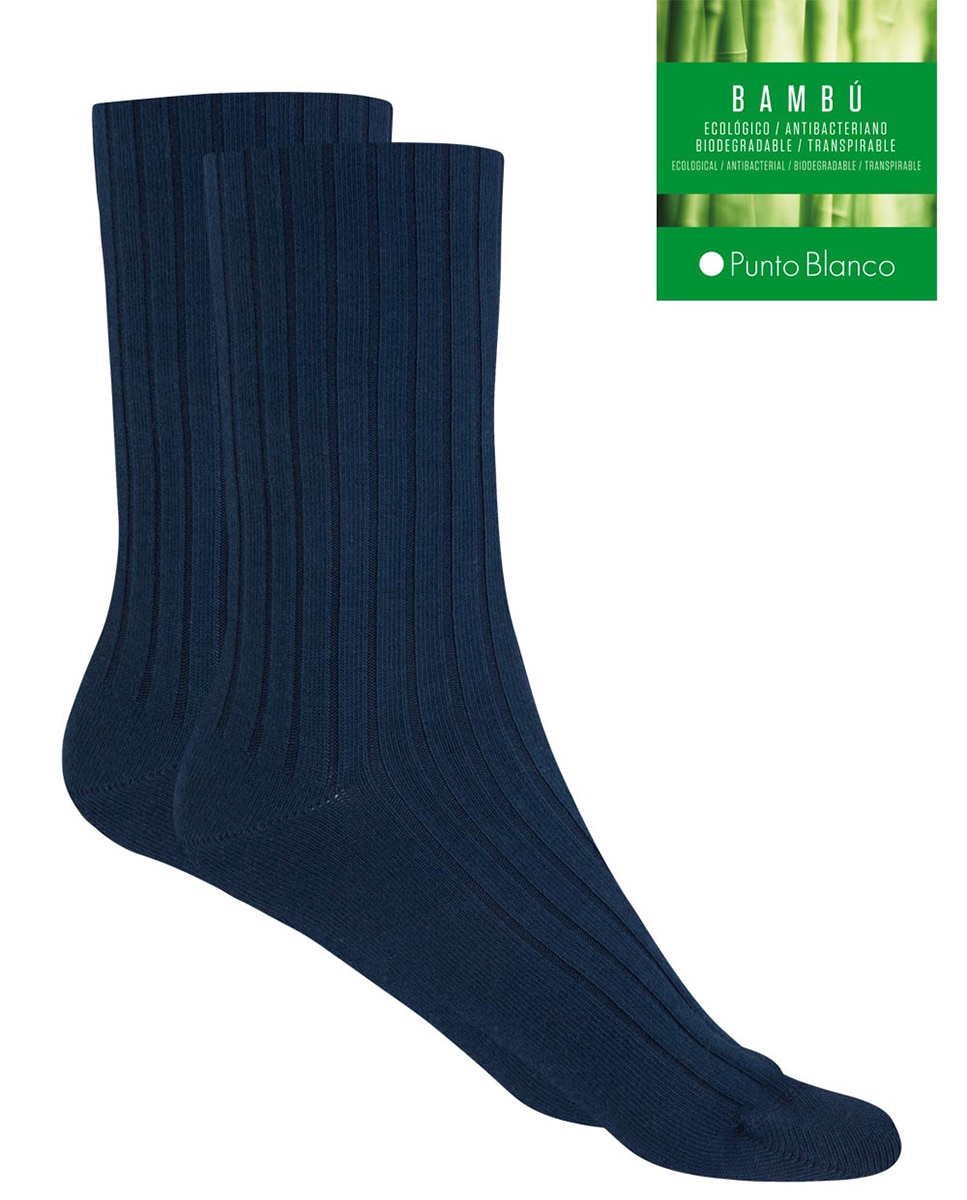 Meias de mulher Punto Blanco de bambu em azul-marinho Azul-marinho-2