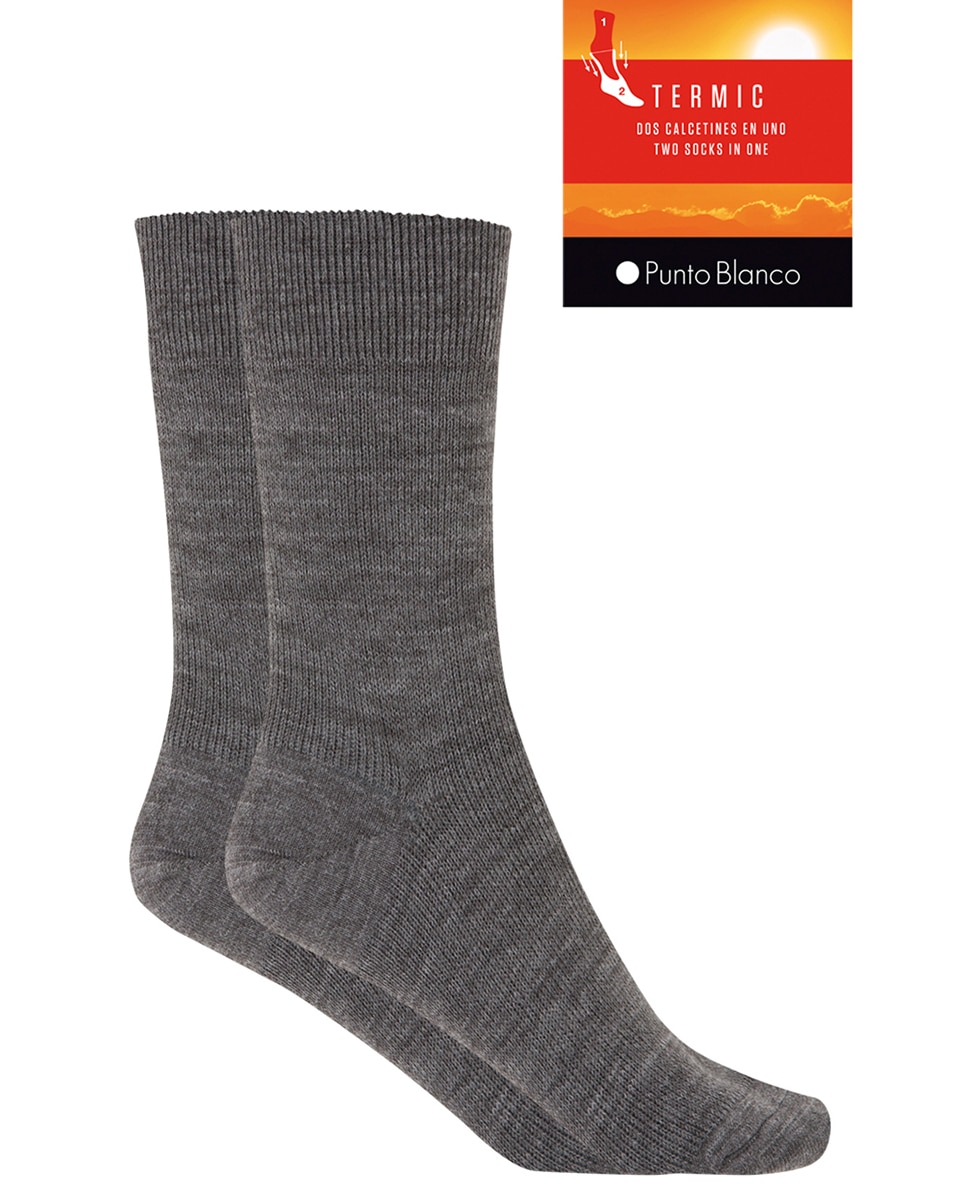 Meias Curtas de Orlon Lisas - Termic. Produto Fabricado em Espanha Cinzento-escuro-2