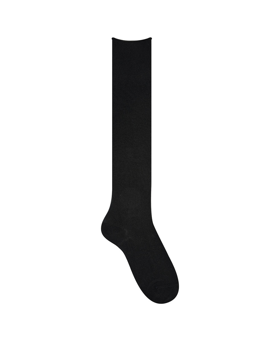 Calcetín largo de mujer Bleuforêt de lana y algodón - Negro Negro-1