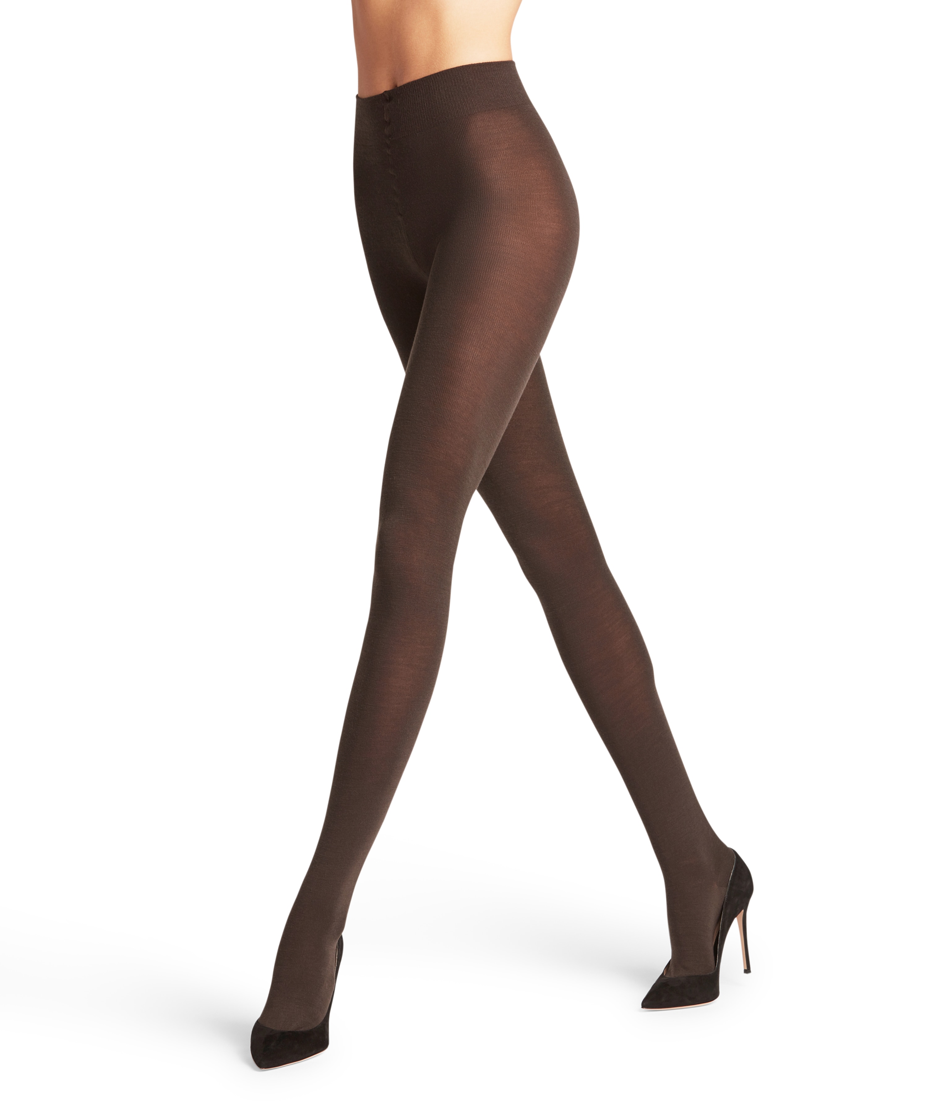 Collants de mulher Falke de lã e algodão Castanho-escuro-1