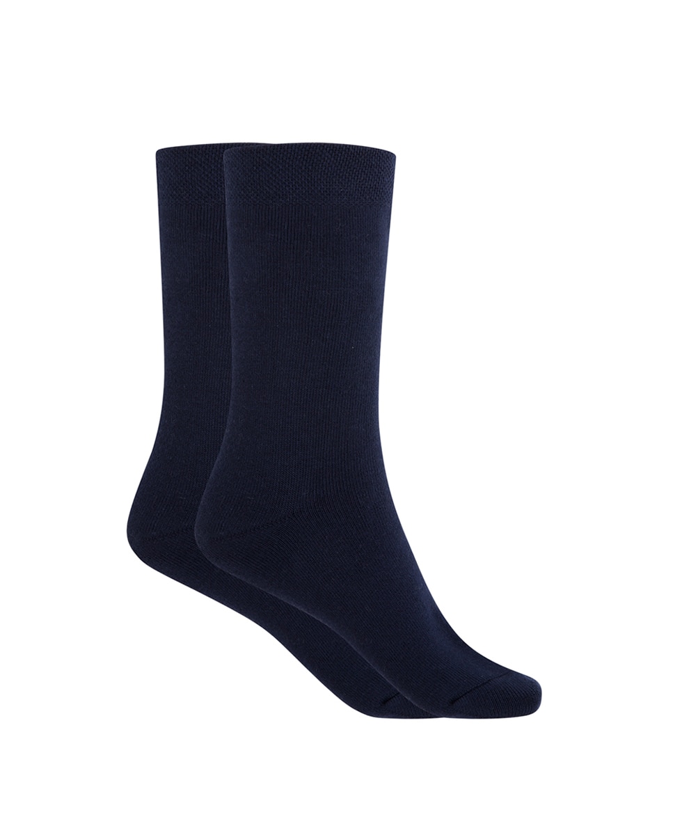 Imagen 1 de Calcetines cortos de mujer de algodón - Punto Blanco - rizo interior - Térmico. Hecho en España - Azul marino Azul marino