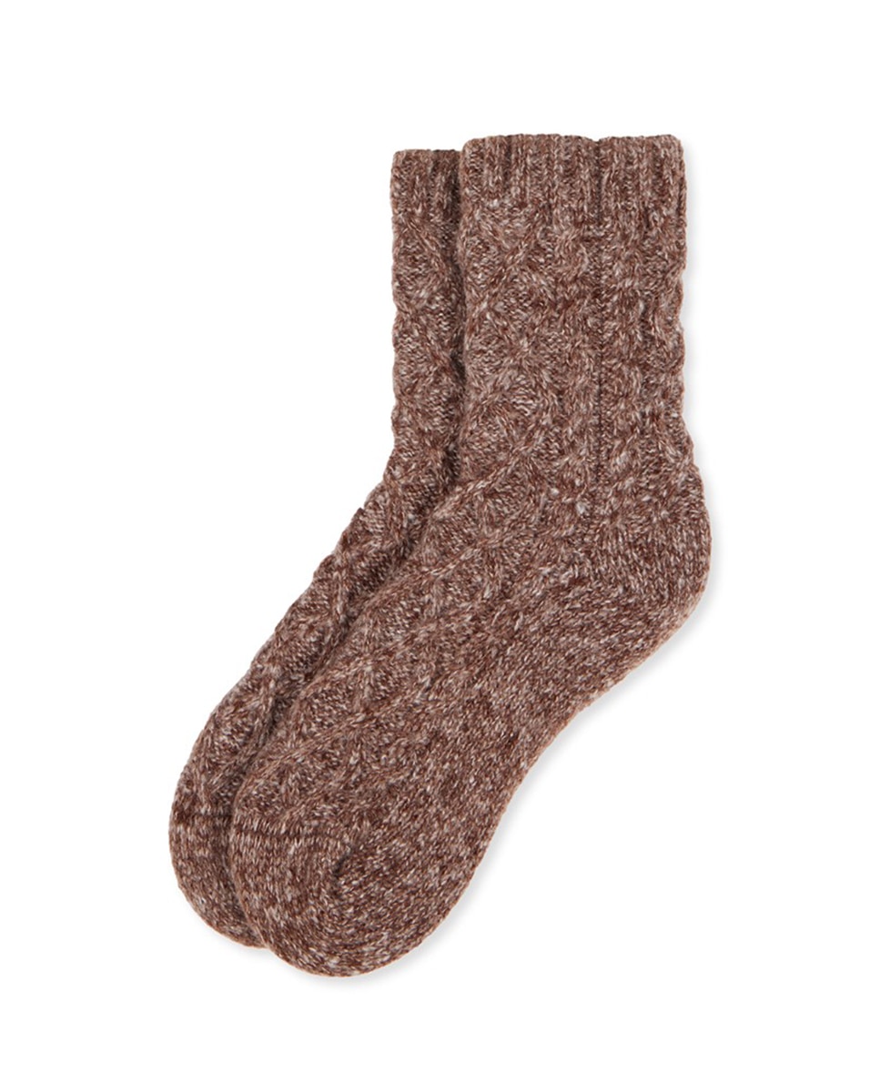 Calcetín cálido de trenza para mujer - Soxland - Marrón Marrón-1