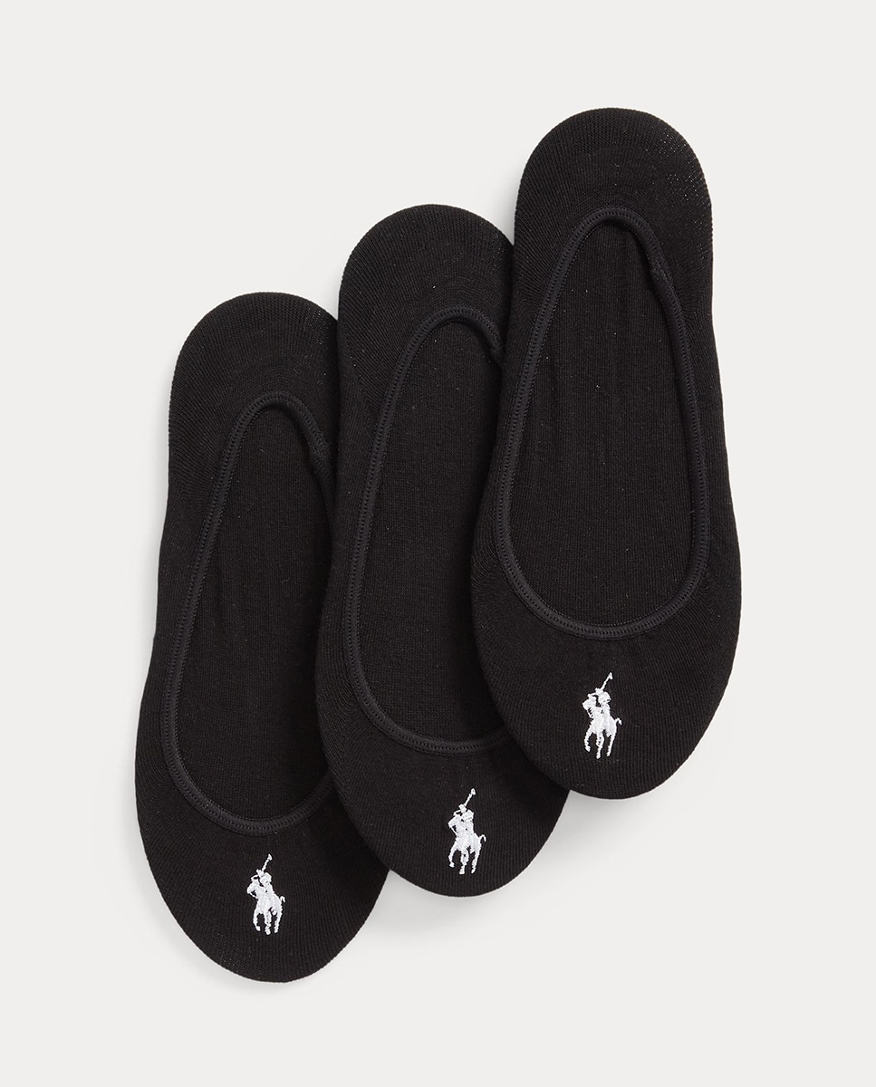 Imagen 0 de Pack de tres pares de pinkies de mujer de algodón con caballo bordado. Negro