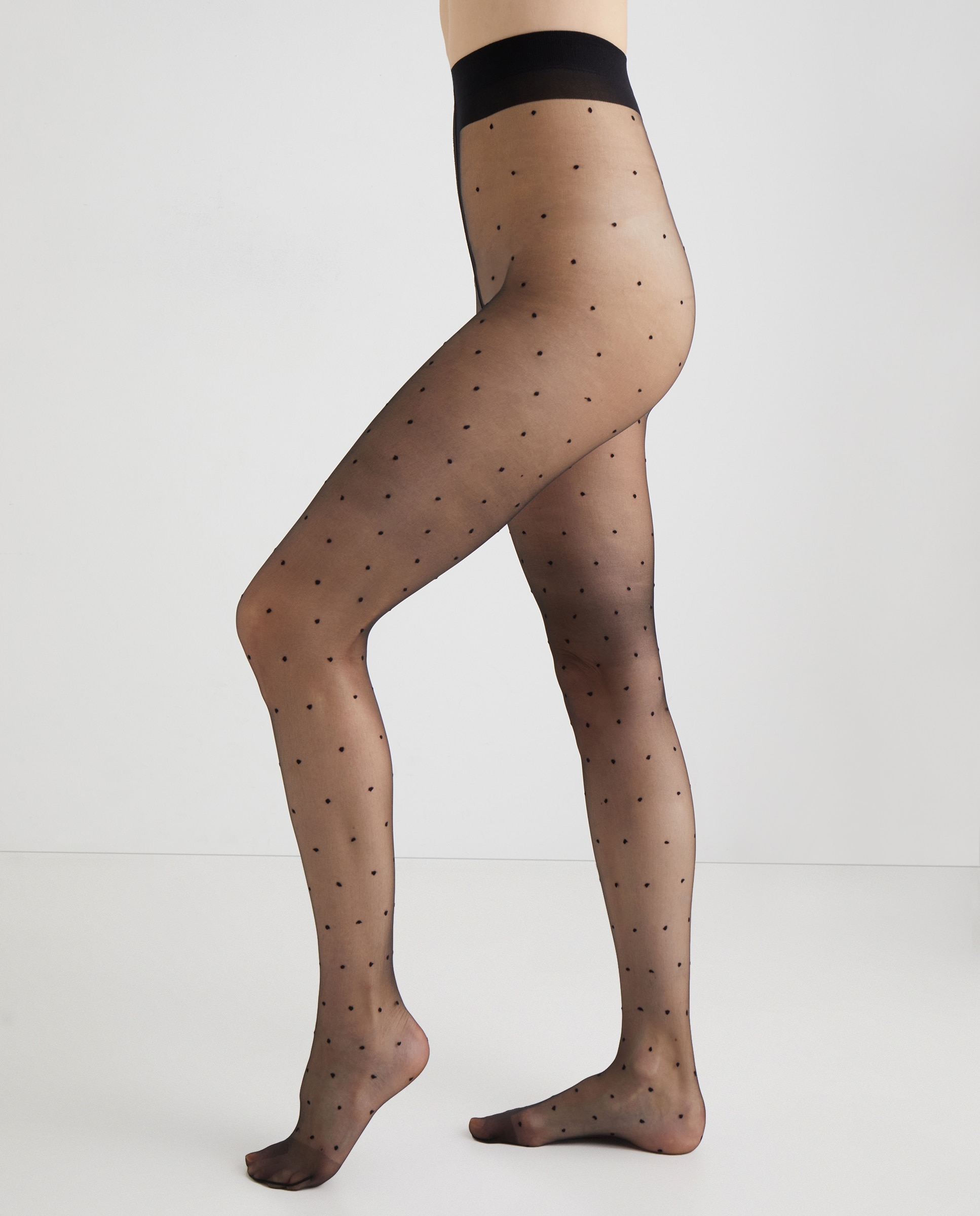 Collants 15 Deniers Platino com plumeti Preto-2