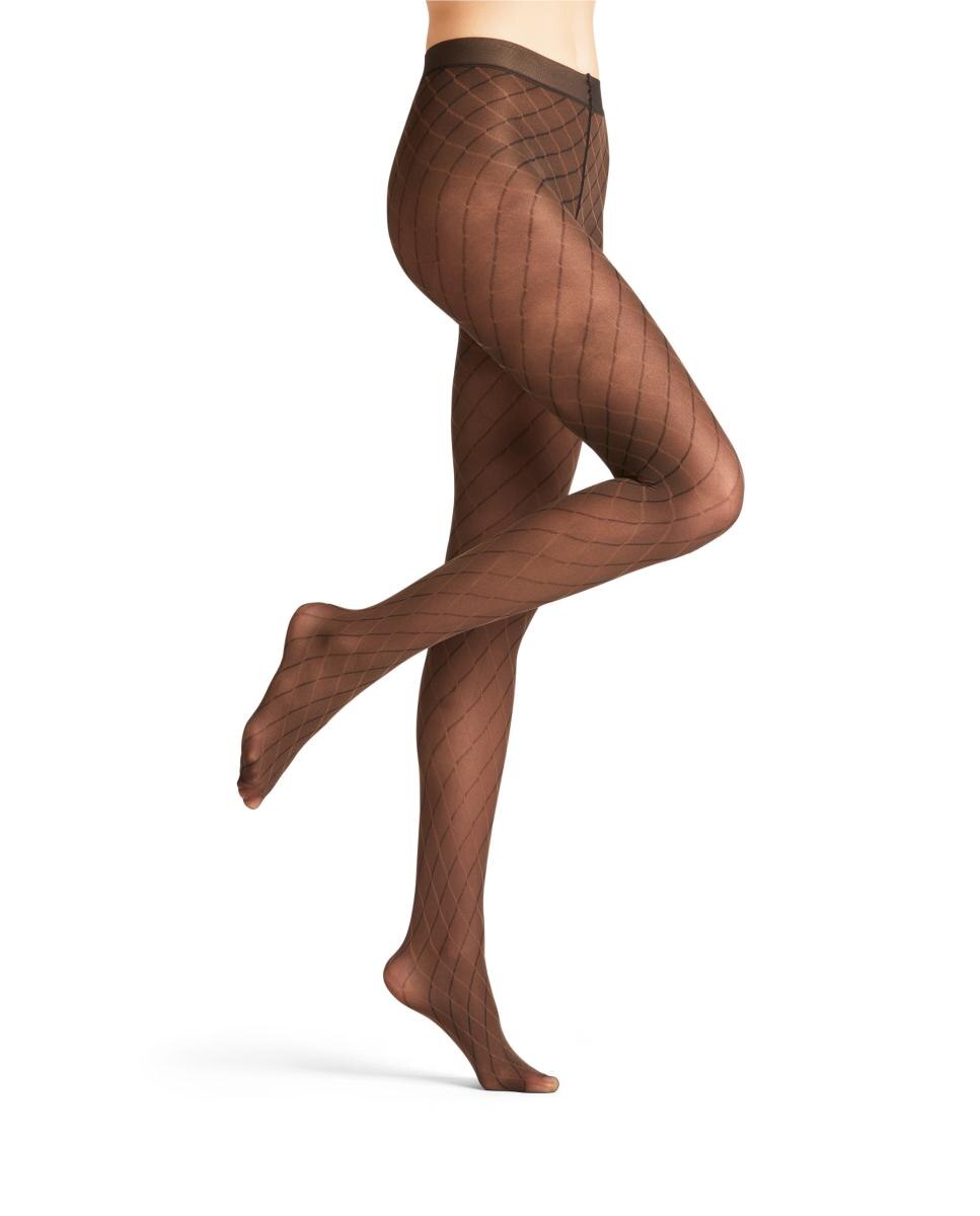 Collants Semi Opacos com Estampado Castanho-4