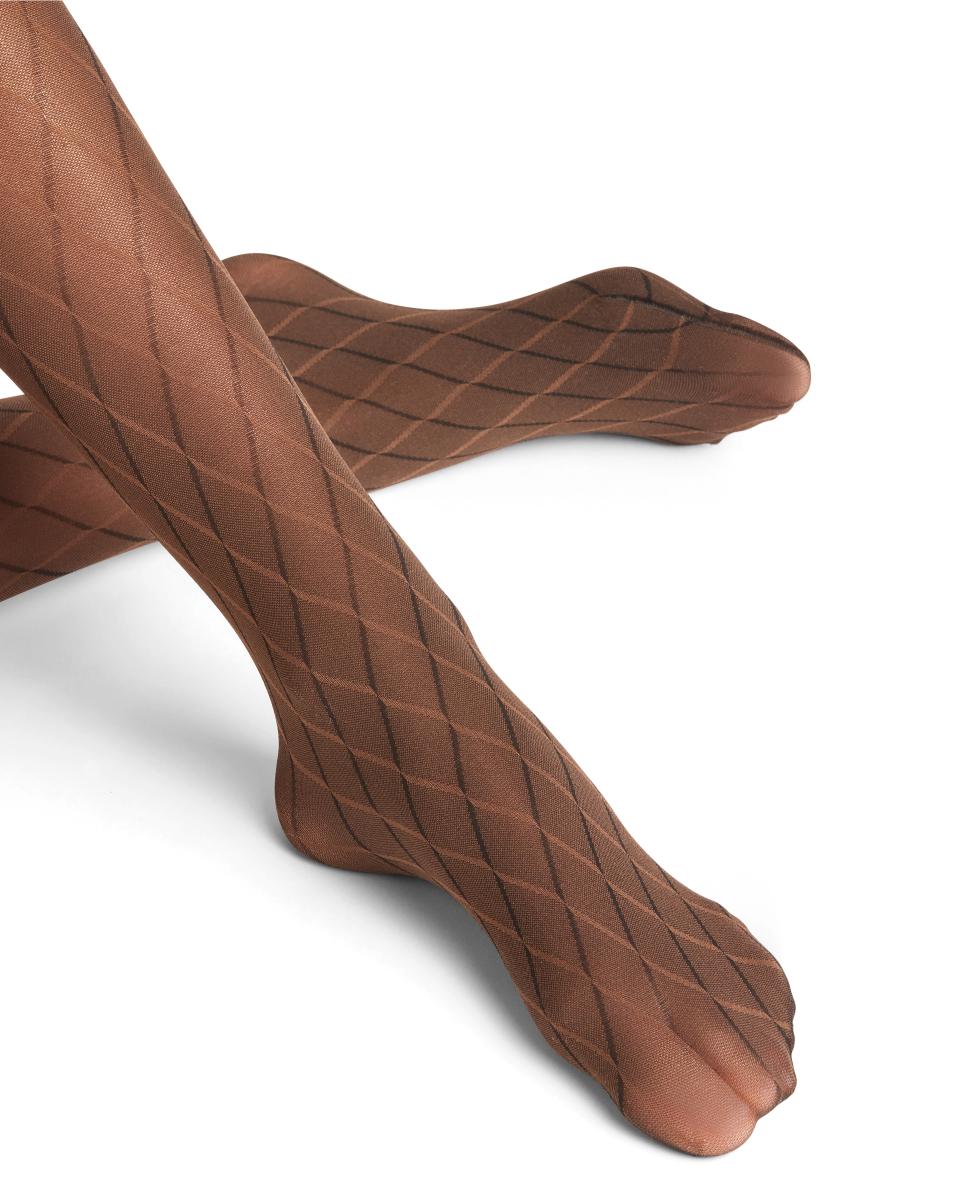 Collants Semi Opacos com Estampado Castanho-5