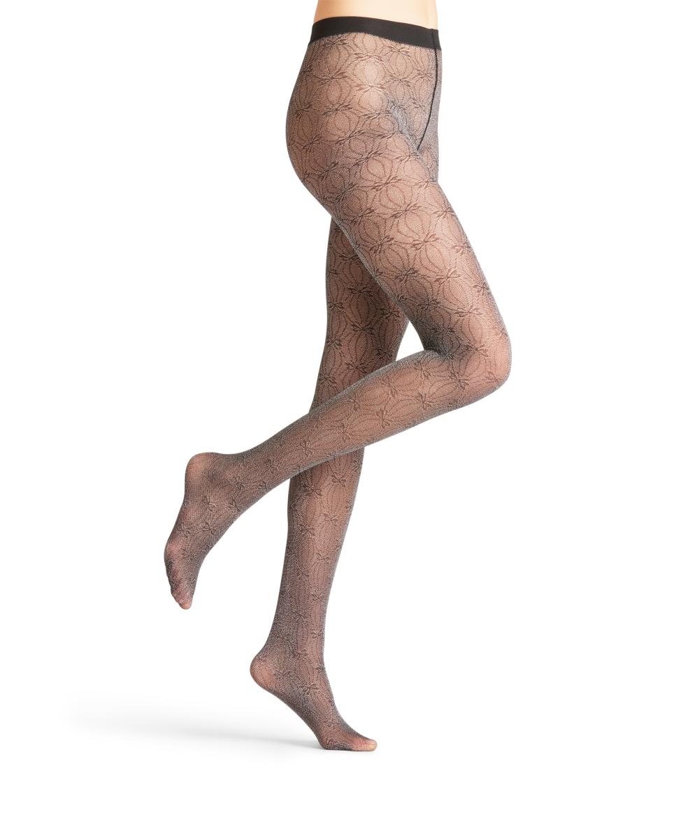 Collants com Laços de Fio Metalizado Prata-4