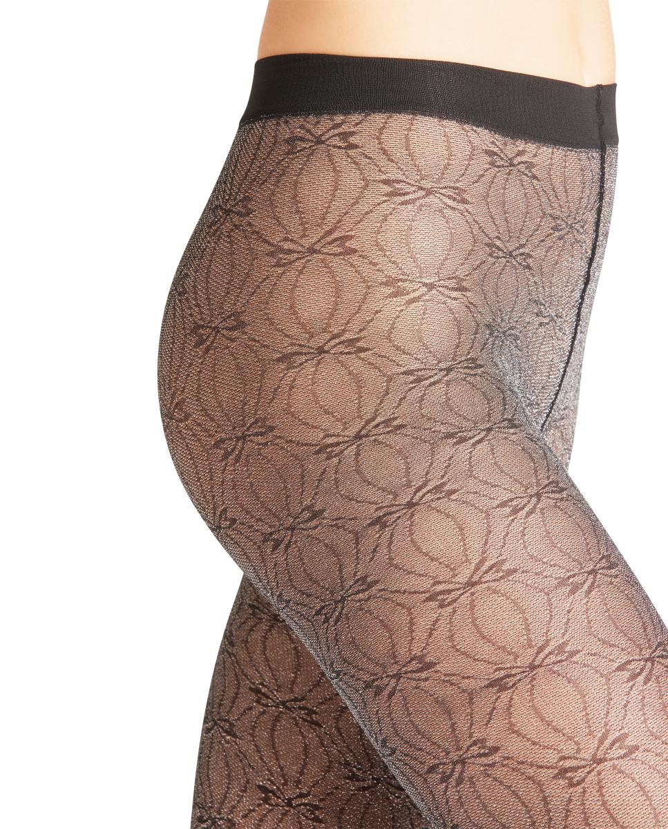 Collants com Laços de Fio Metalizado Prata-6
