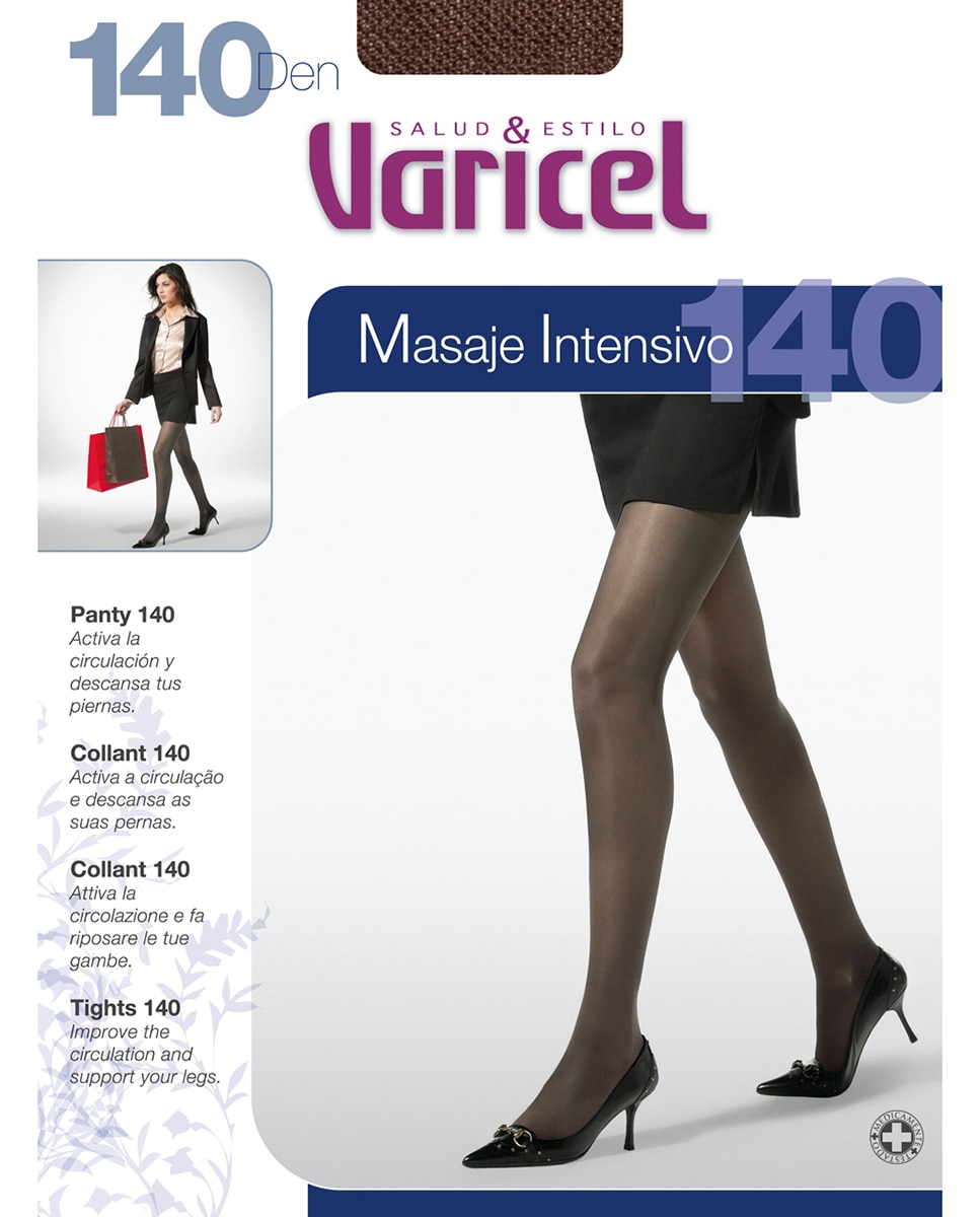 Collants de descanso médicos de 140 deniers com massagem intensiva Bege-2
