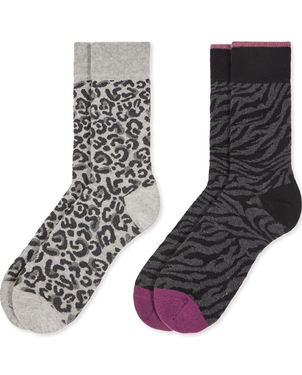 Pack 2 calcetines fantasía de algodón cálido para mujer - Soxland - Gris Gris-1