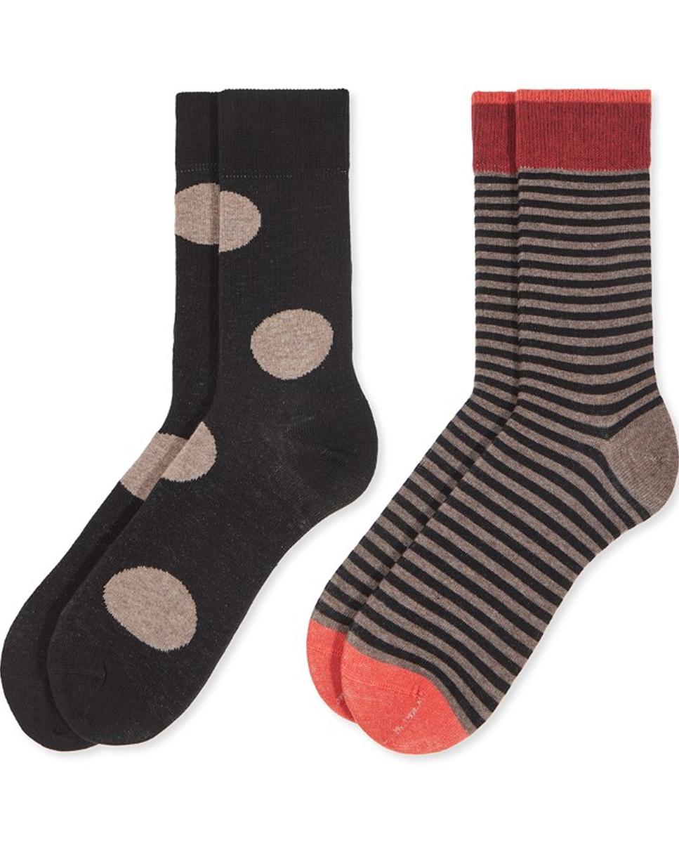 Pack 2 calcetines fantasía de algodón cálido para mujer - Soxland - Negro Negro-1