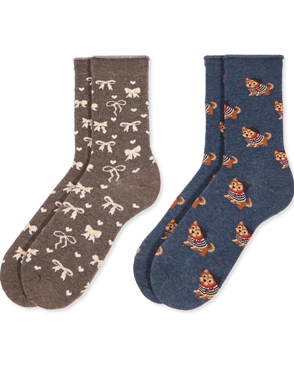 Imagen 0 de Pack 2 calcetines fantasía de algodón cálido para mujer Marrón