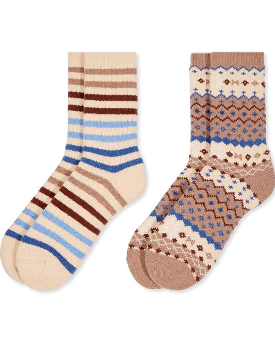 Imagen 0 de Pack 2 calcetines fantasía nórdicos super soft para mujer Beige