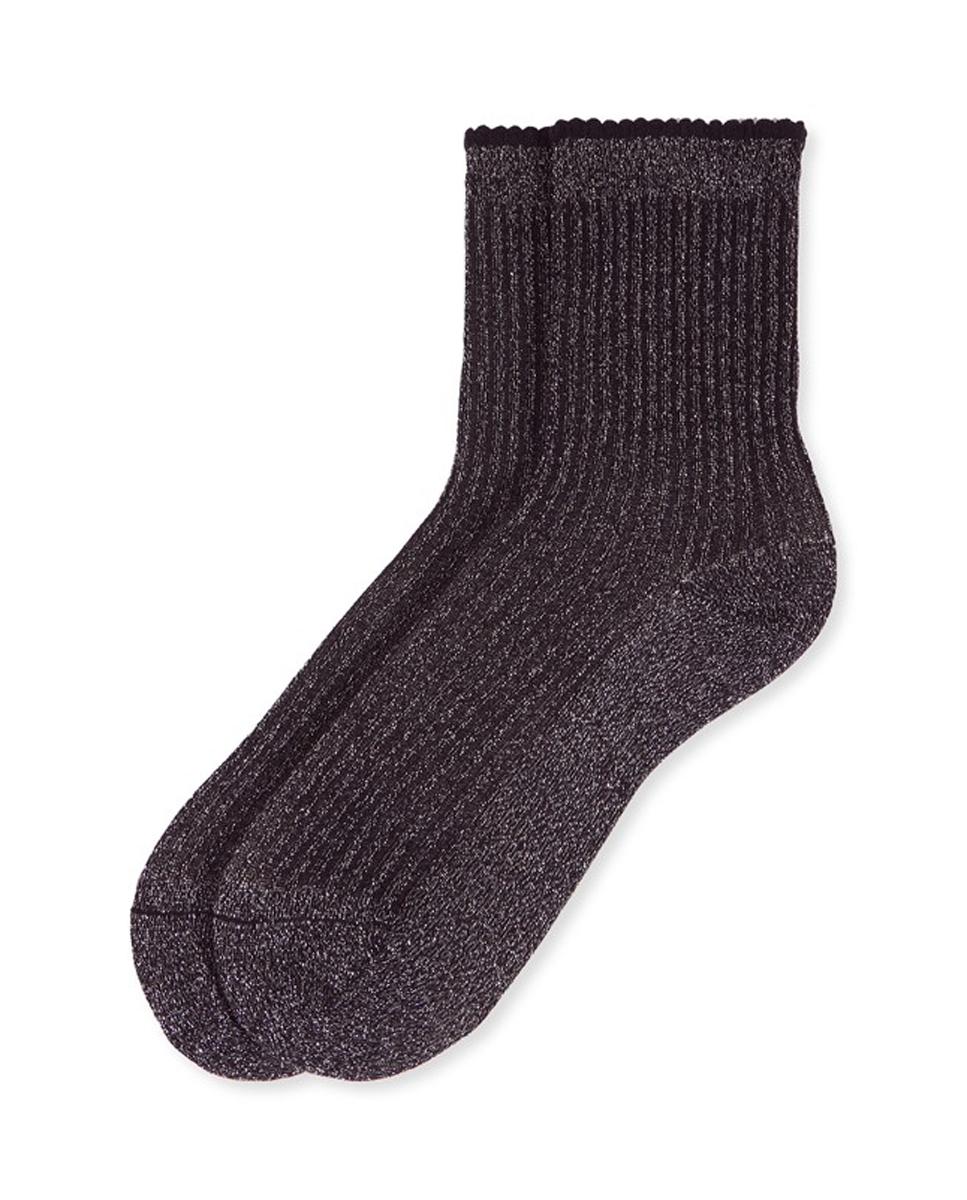 Calcetín canalé lúrex para mujer - Soxland - Negro Negro-1