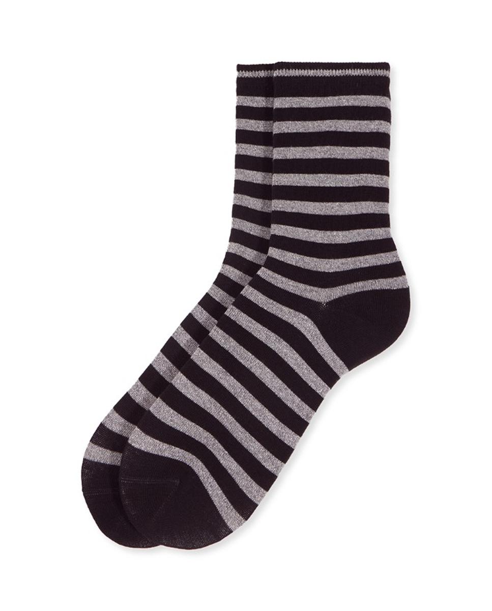 Calcetín de rayas lúrex para mujer - Soxland - Negro Negro-1