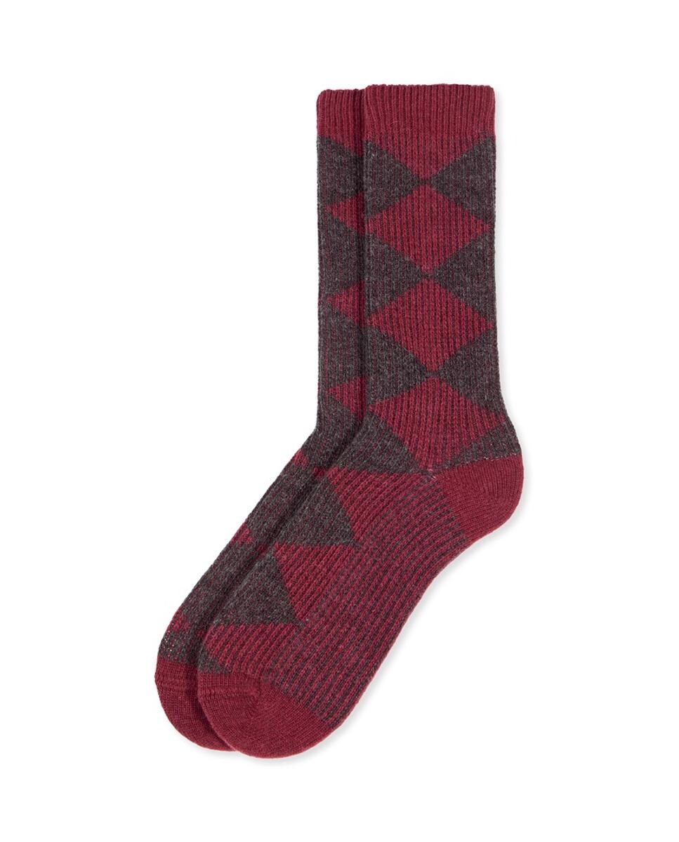 Imagen 0 de Calcetín intarsia rombos lana cashmere para mujer Camel