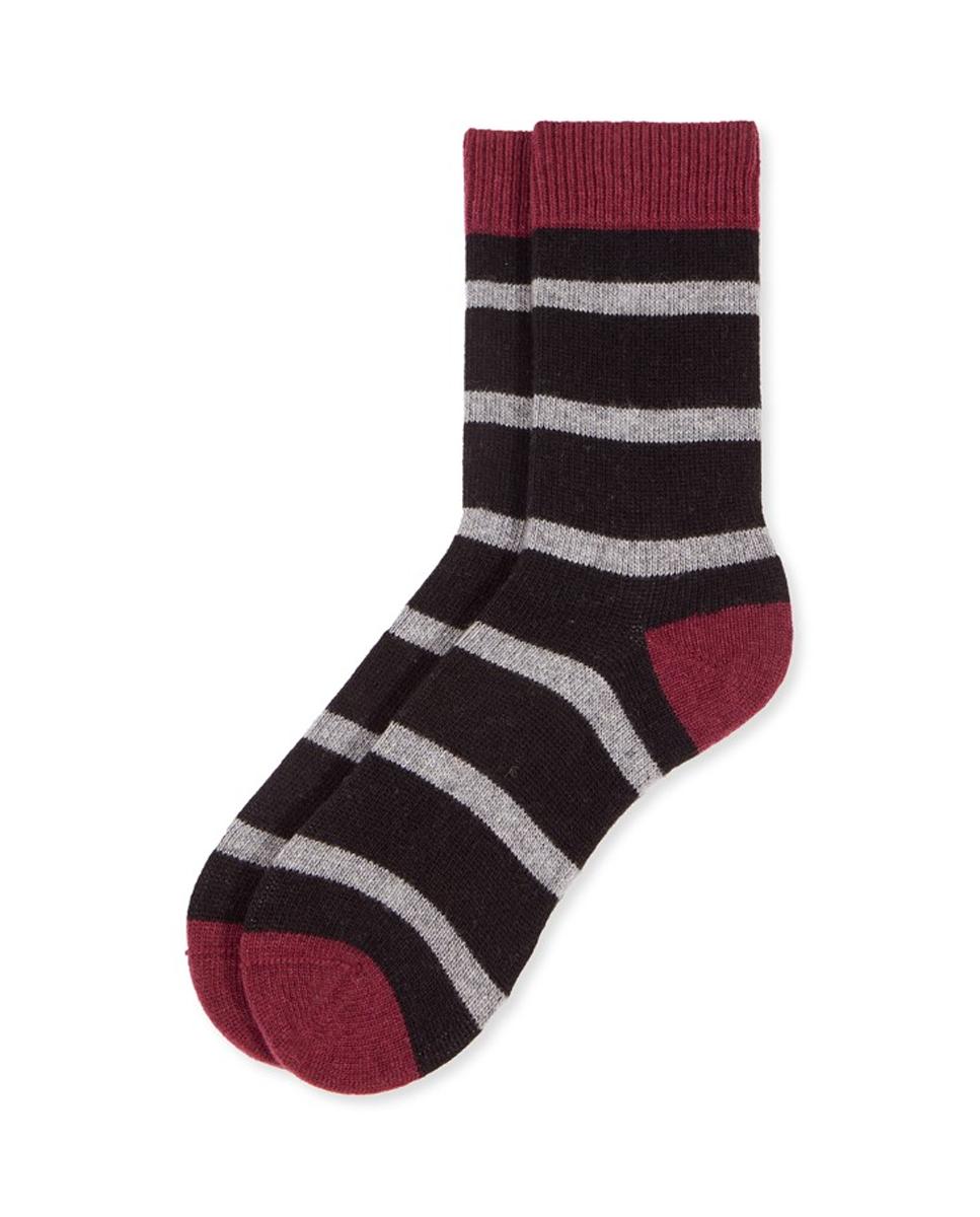 Calcetín rayas lana cashmere para mujer - Soxland - Negro Negro-1
