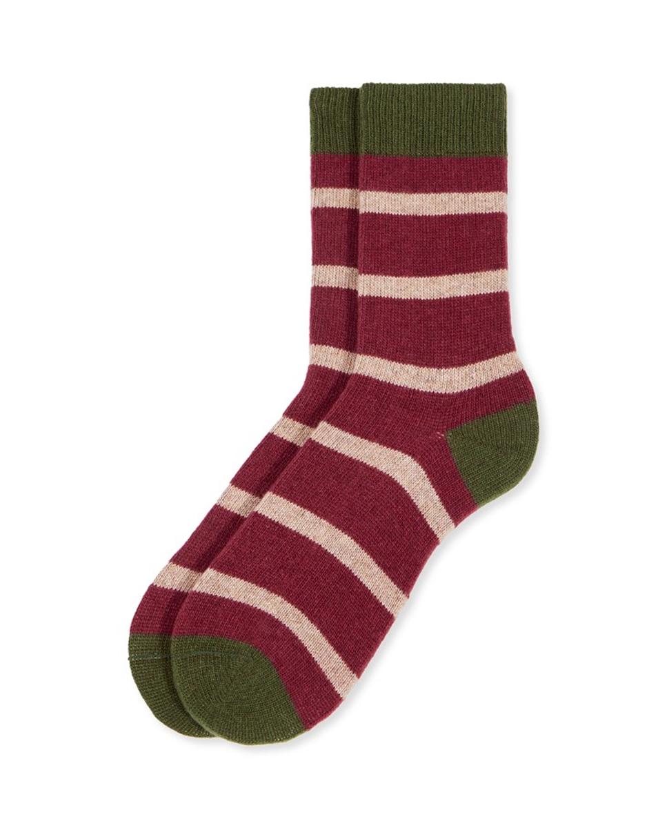 Imagen 0 de Calcetín rayas lana cashmere para mujer Burdeos