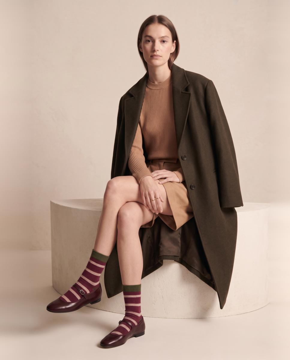 Calcetín rayas lana cashmere para mujer - Soxland - Burdeos Burdeos-2