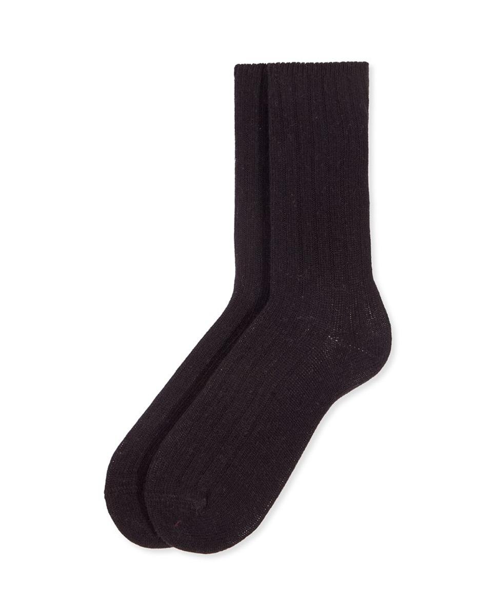 Calcetín canalé lana cashmere para mujer - Soxland - Negro Negro-1