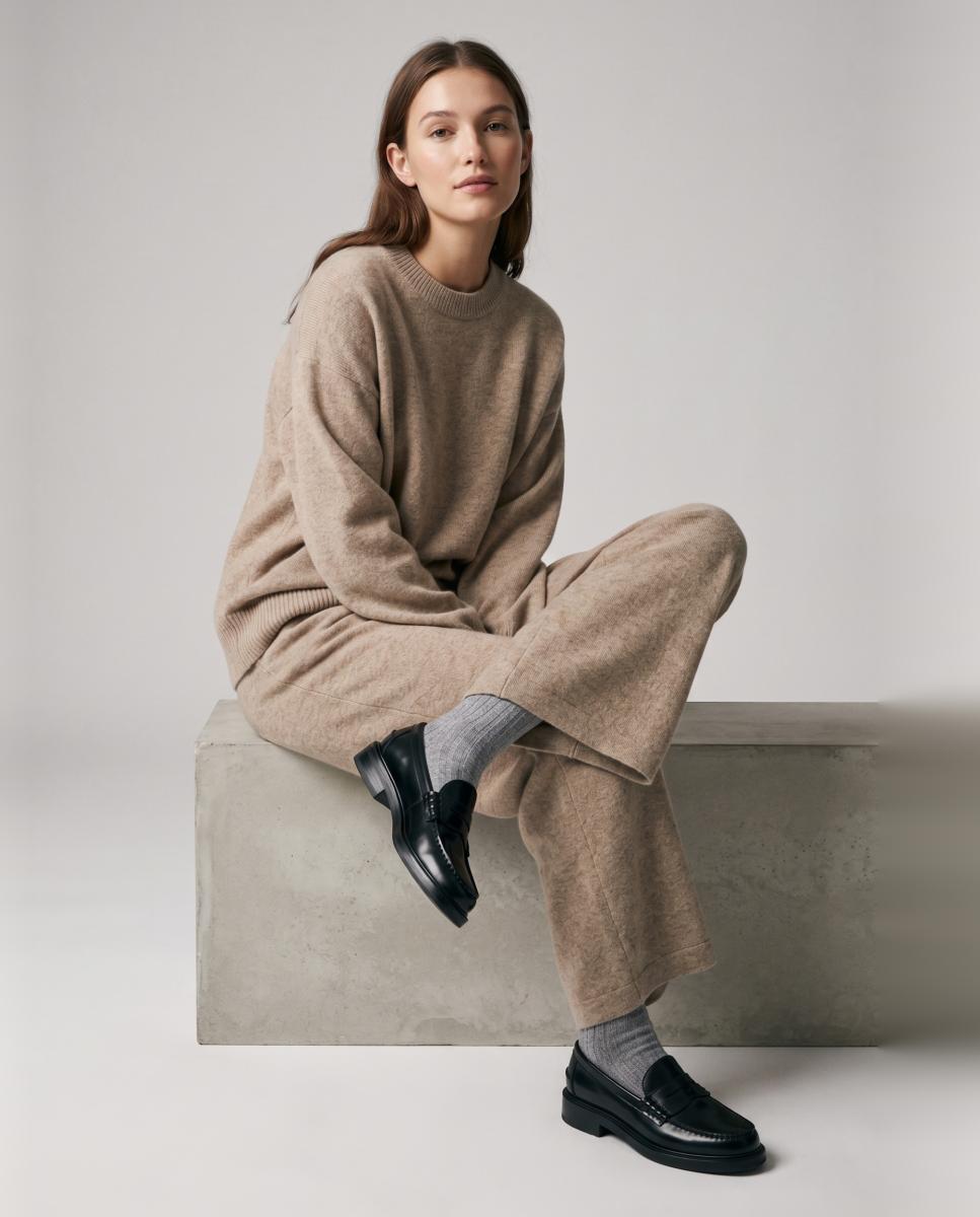 Calcetín canalé lana cashmere para mujer - Soxland - Gris claro Gris claro-2