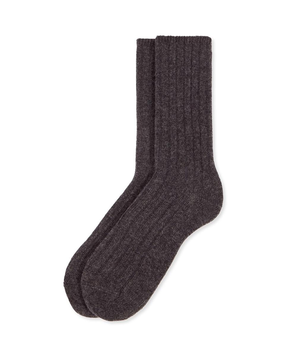 Imagen 0 de Calcetín canalé lana cashmere para mujer Gris oscuro