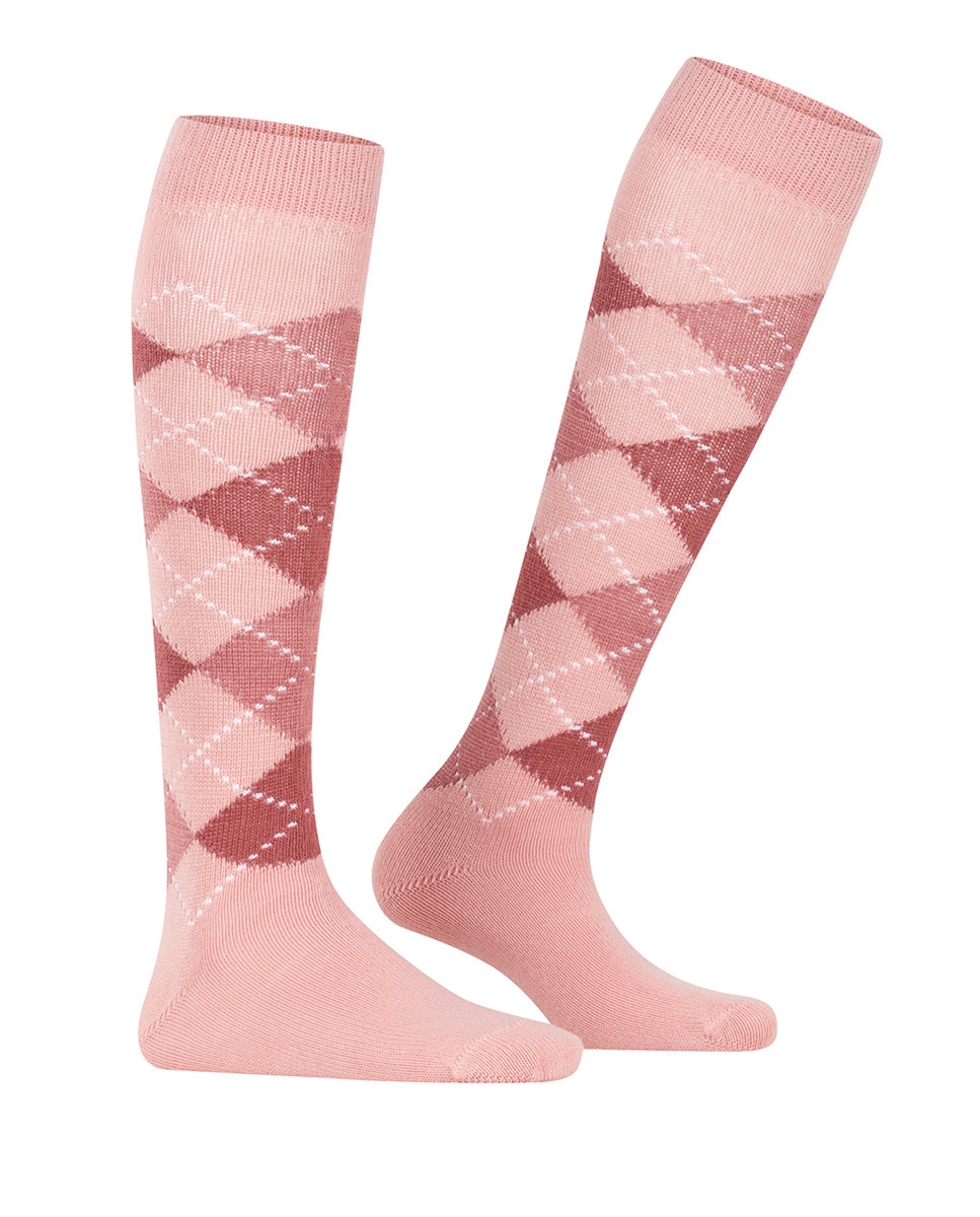 Calcetín alto de mujer Burlington con estampado de rombos - Rosa Rosa-1