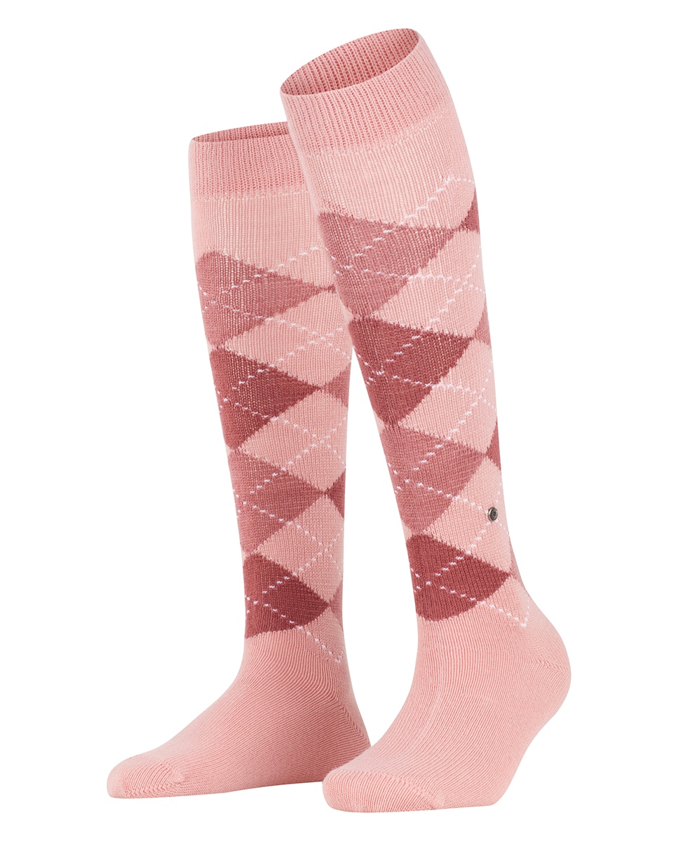 Calcetín alto de mujer Burlington con estampado de rombos - Rosa Rosa-3