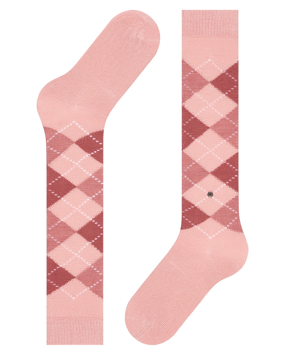 Calcetín alto de mujer Burlington con estampado de rombos - Rosa Rosa-4