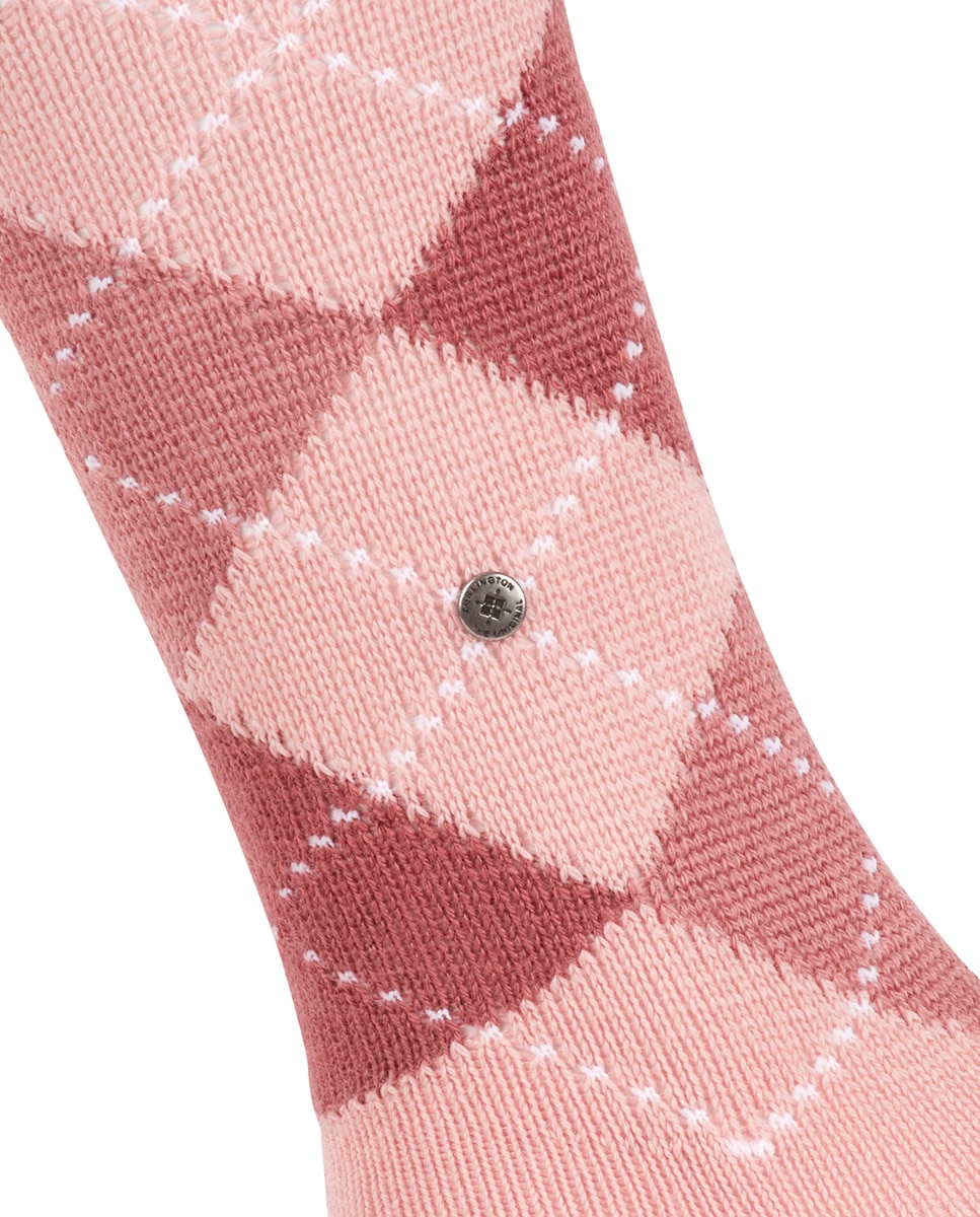 Calcetín alto de mujer Burlington con estampado de rombos - Rosa Rosa-5
