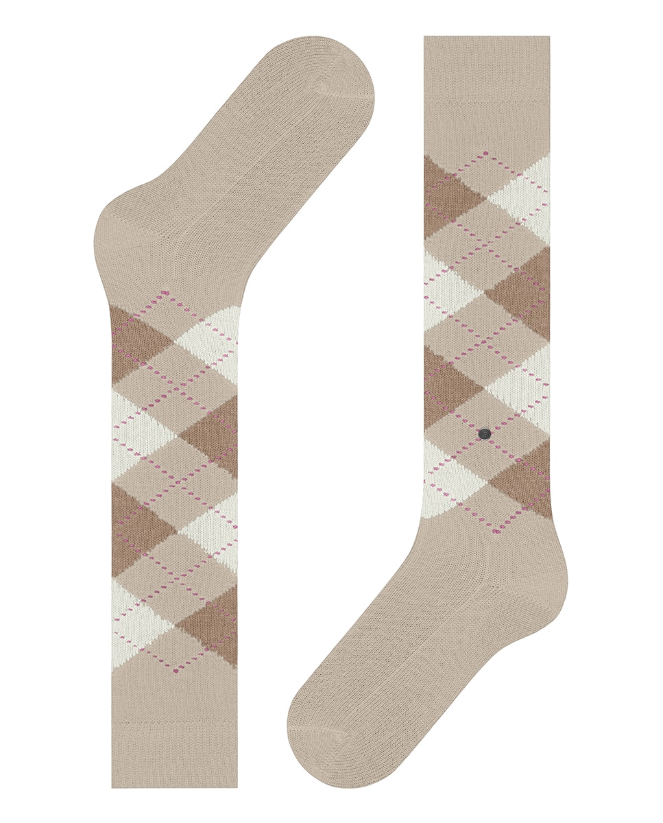 Meias altas de mulher Burlington com estampado de losangos Bege-4