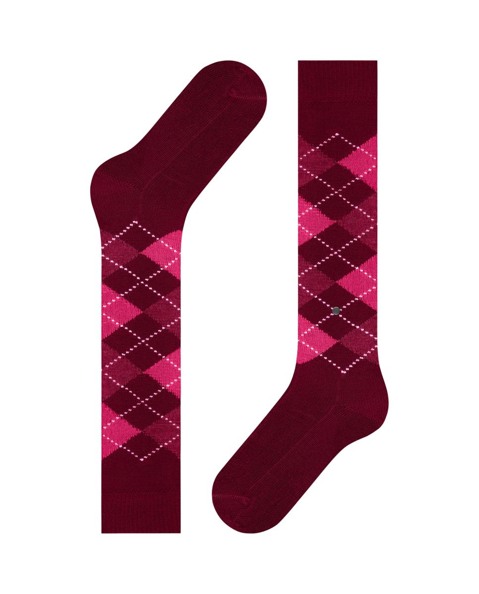 Imagen 4 de Calcetín alto de mujer Burlington con estampado de rombos - Rojo Granate Rojo Granate