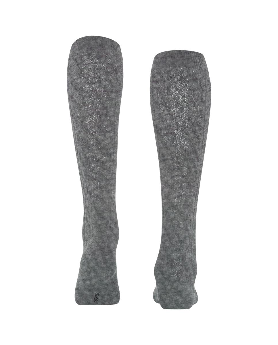 Meias Altas Entrançadas de Lã Merino Cinzento-2
