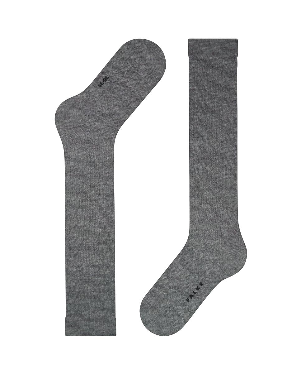Meias Altas Entrançadas de Lã Merino Cinzento-4