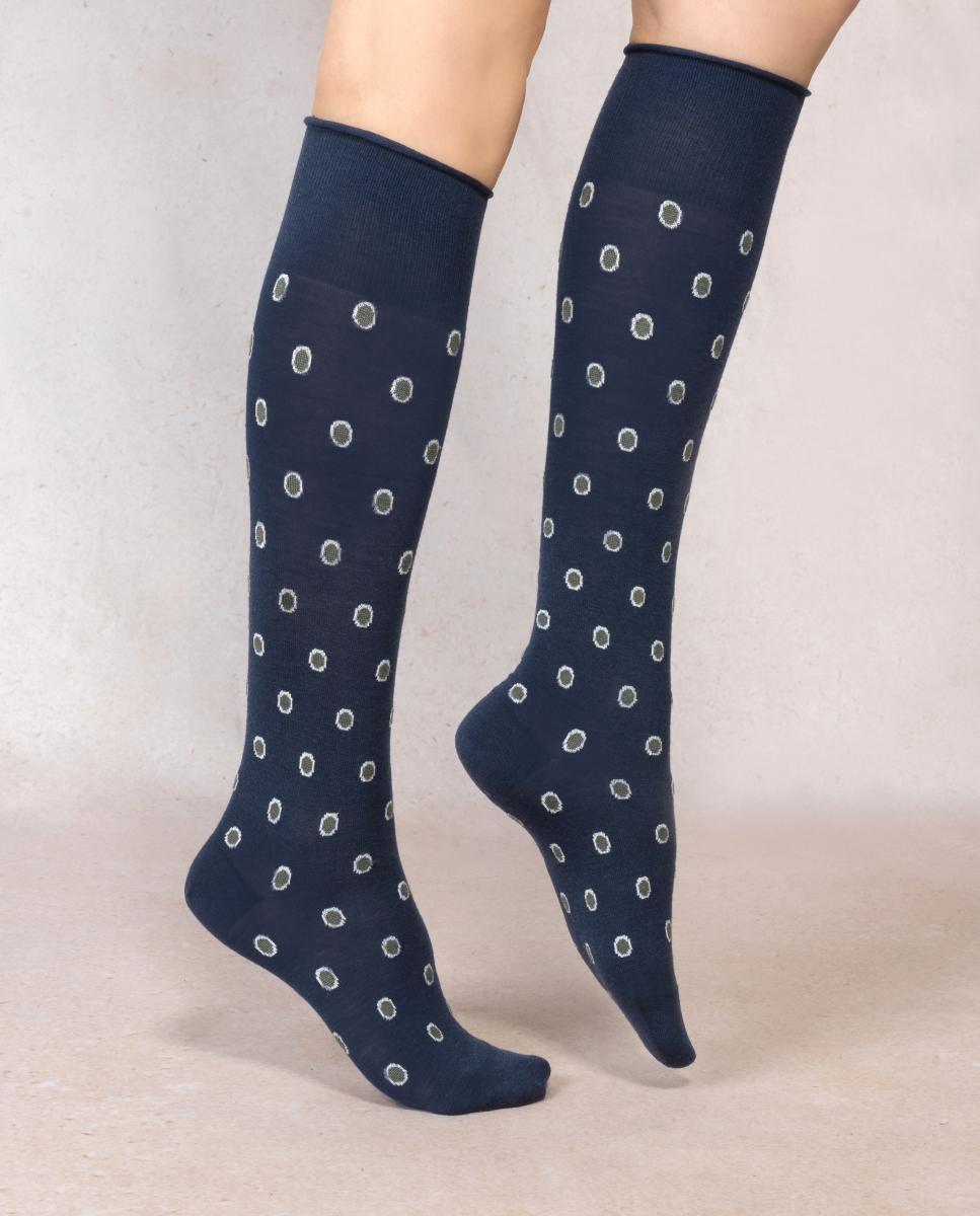 Meias Altas com Estampado Azul-2