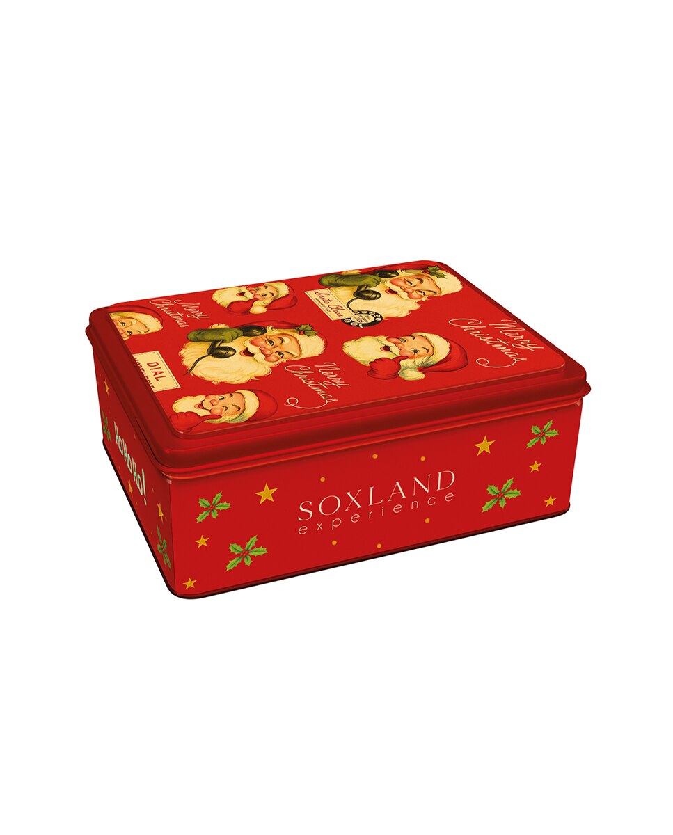 Caixa Metálica Musical Natal com Pack de Três Pares de Meias com Fantasia Multicolor-2