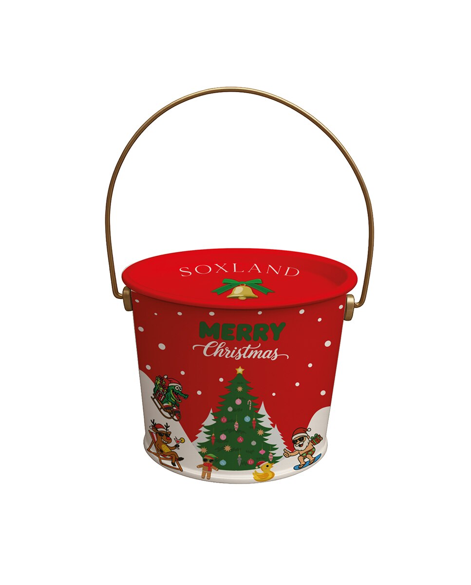 Cubo Metálico Natal Pack de 4 Pares de Meias com Fantasia Multicolor-2