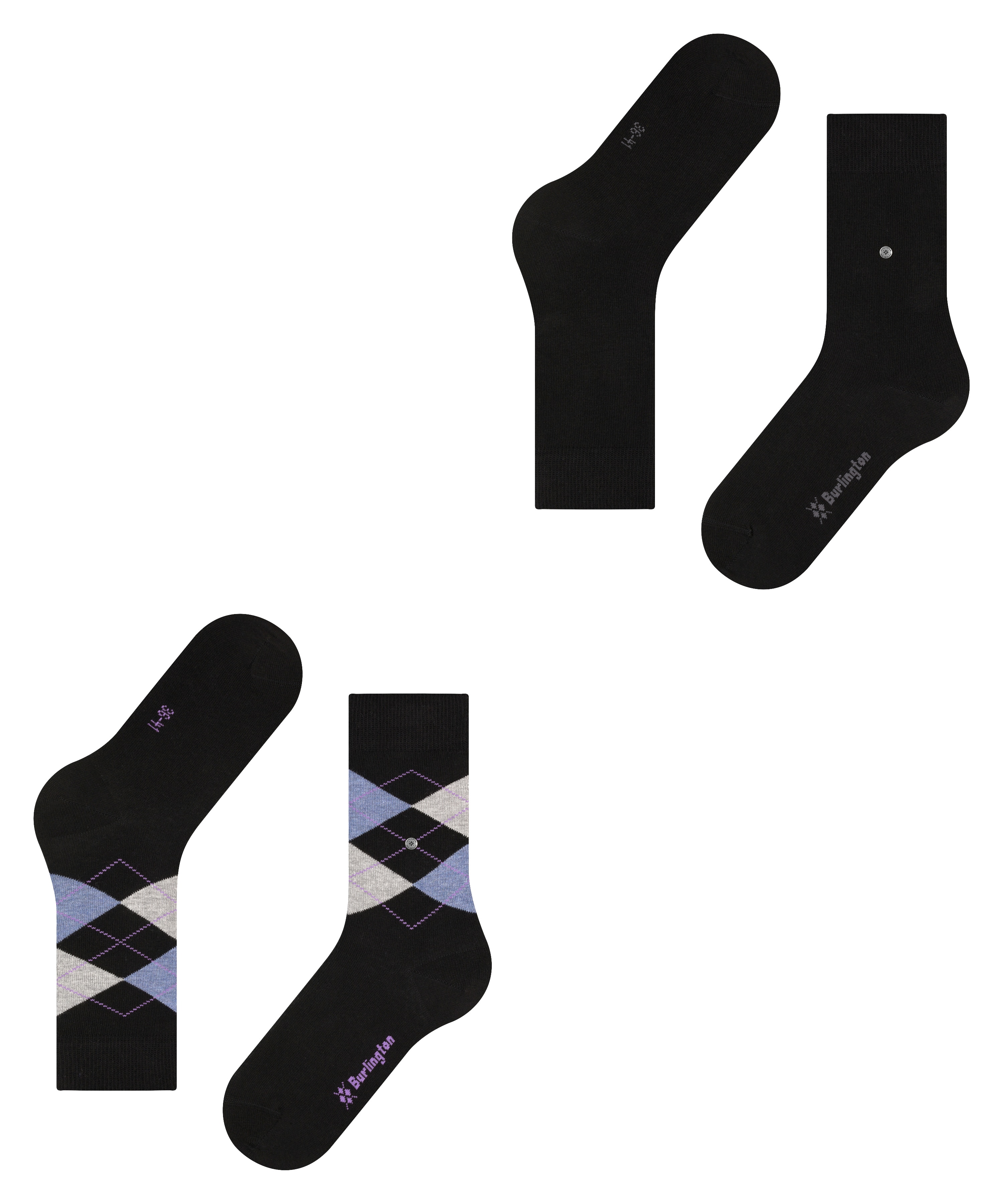 Meia de mulher Burlington estampada Preto-4