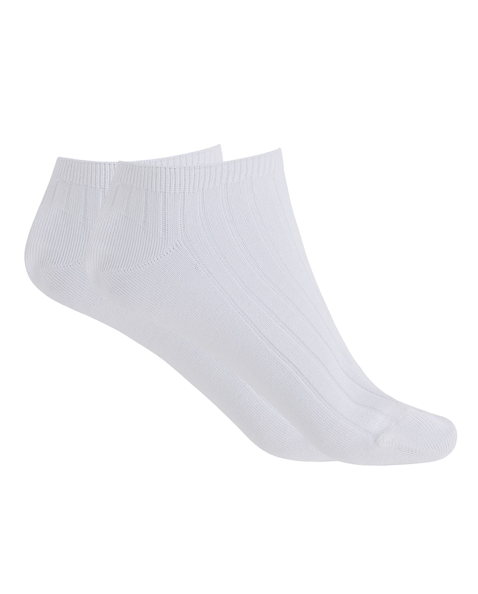 Meias pelo Tornozelo de Bambu Canelado. Produto Fabricado em Espanha Branco-1
