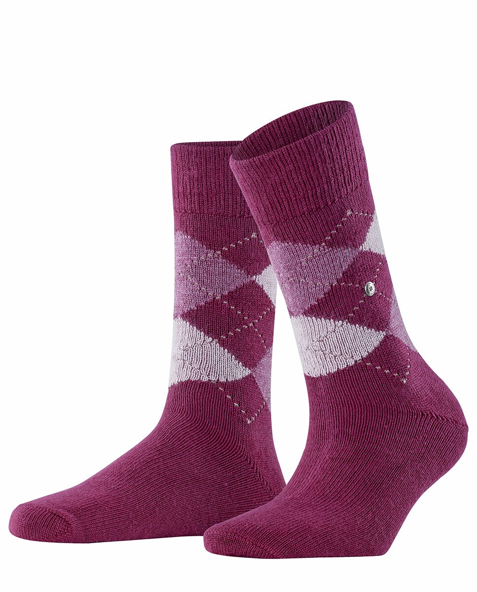 Meias compridas de mulher Burlington com estampado de losangos Rosa-3
