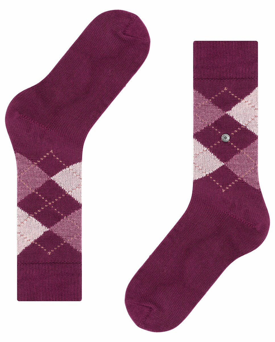Meias compridas de mulher Burlington com estampado de losangos Rosa-4